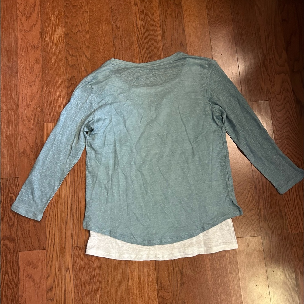 Nicole Miller 100% linen long sleeved double layer shirt. Size XS. NWT - Picture 5 of 6